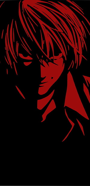 Light Yagami Death Note Anime Character Portrait in Red and Black Minimalist Style HD phone wallpaper