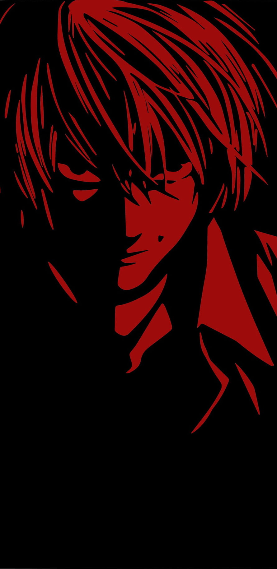 Light Yagami Death Note Anime Character Portrait in Red and Black Minimalist Style HD phone wallpaper