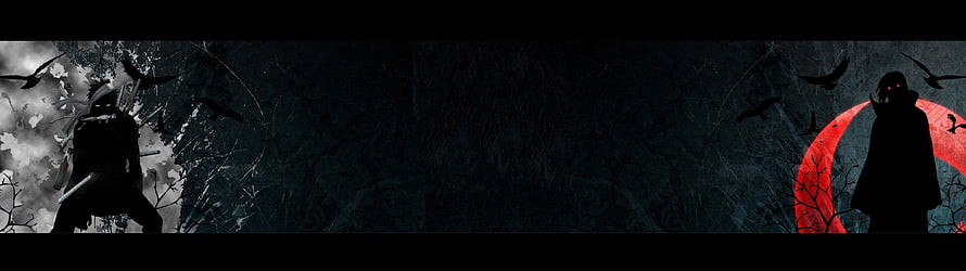 Itachi and Zabuza Silhouettes in Dark Grunge Style with Red Moon and Crows HD wallpaper