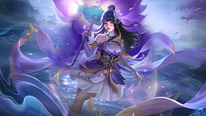 Kagura Water Lily Star from Mobile Legends in Ethereal Fantasy Art HD wallpaper