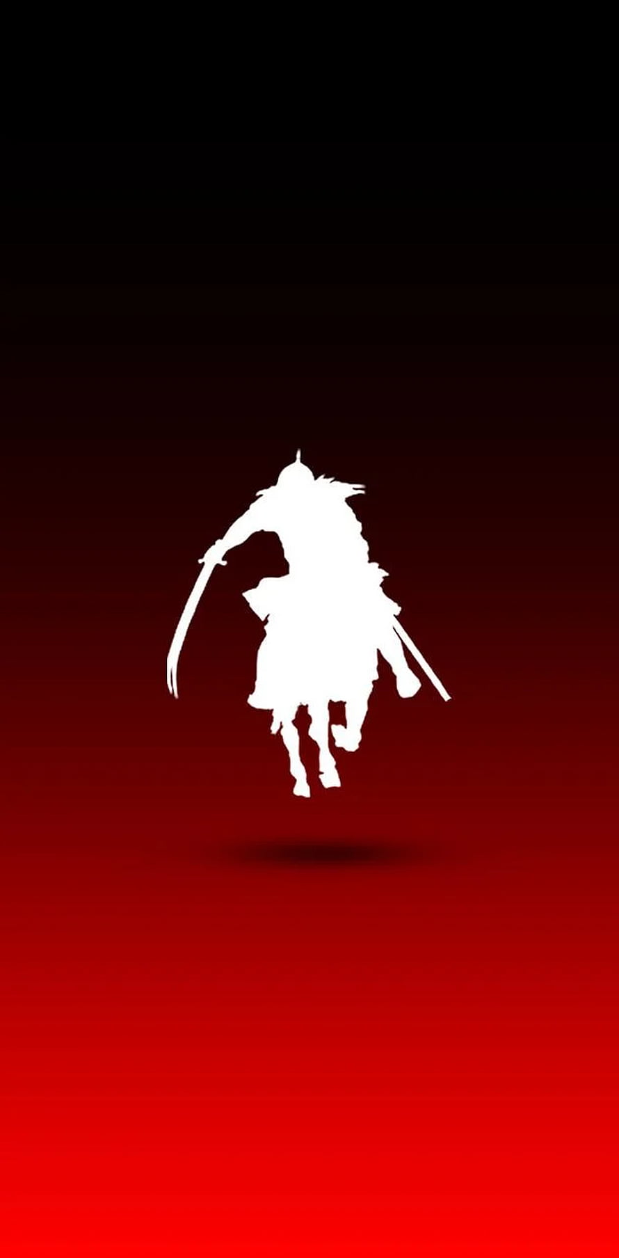 Imam Ali on Horseback Silhouette with Sword Against Red Gradient Background HD phone wallpaper