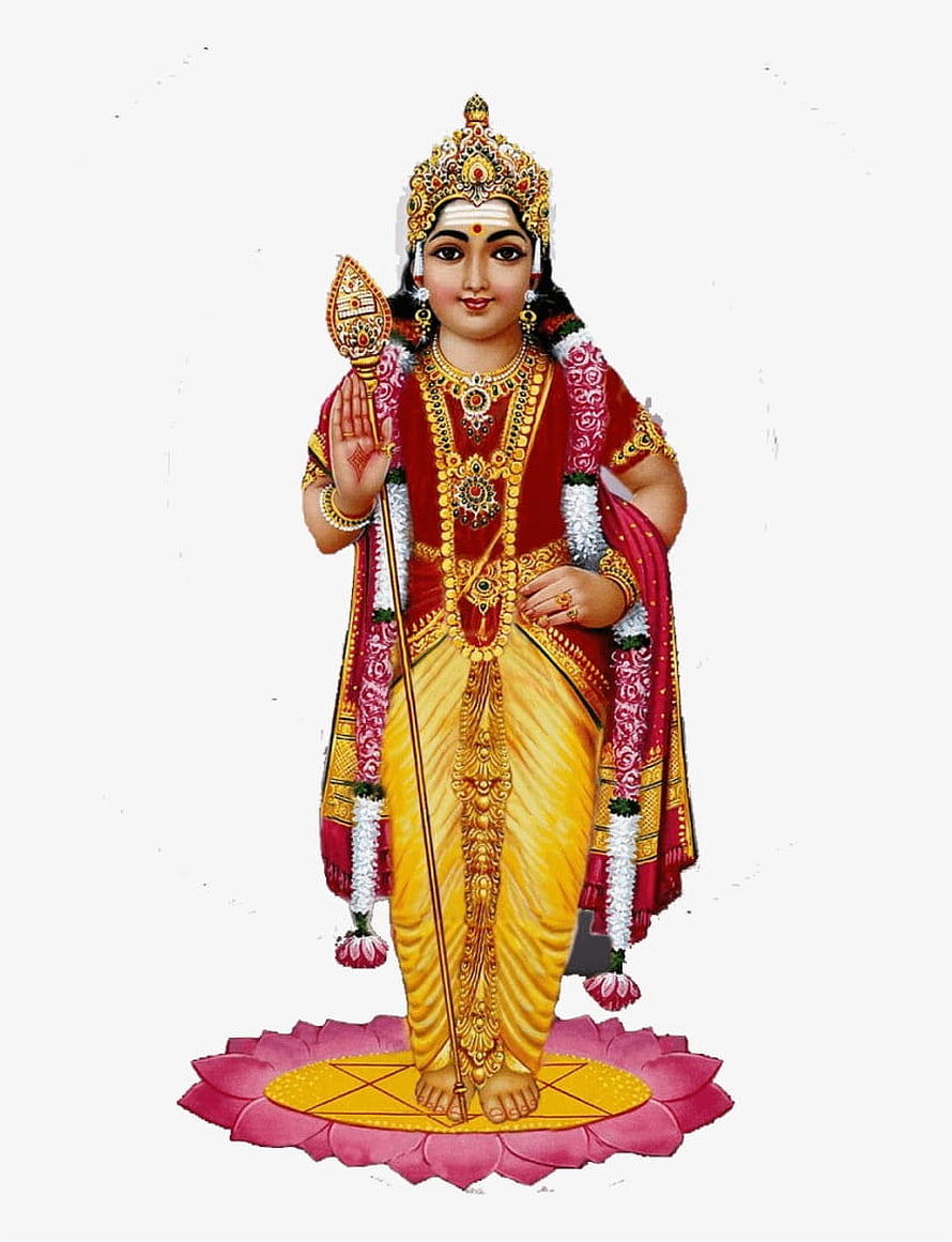 Lord Ayyappa Hindu Deity Standing on Lotus with Sacred Staff and Golden Crown HD phone wallpaper