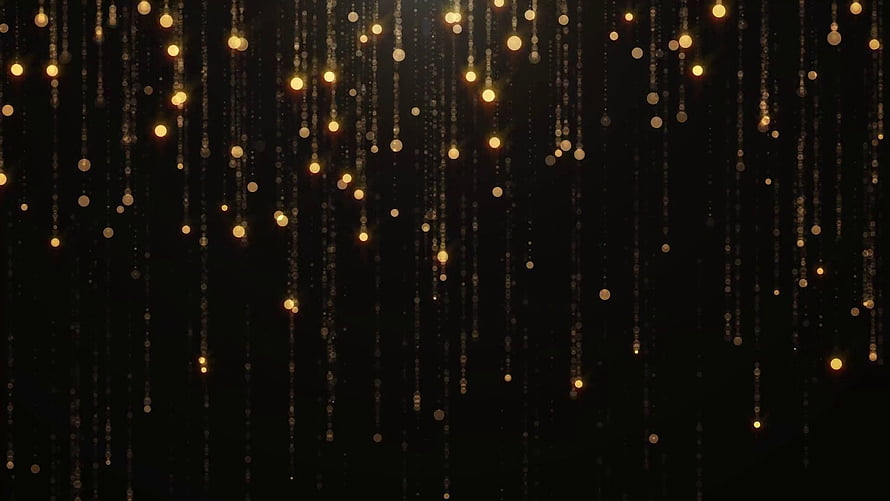 Golden Bokeh Lights Falling on Black Background HD wallpaper