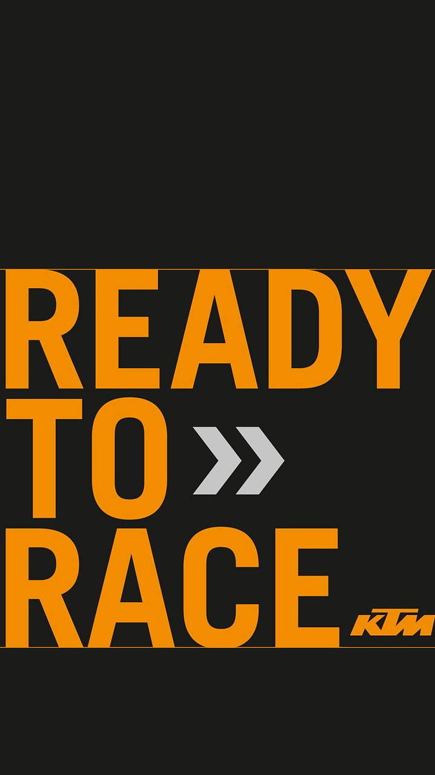KTM Ready To Race Bold Orange Typography on Black Background HD phone wallpaper