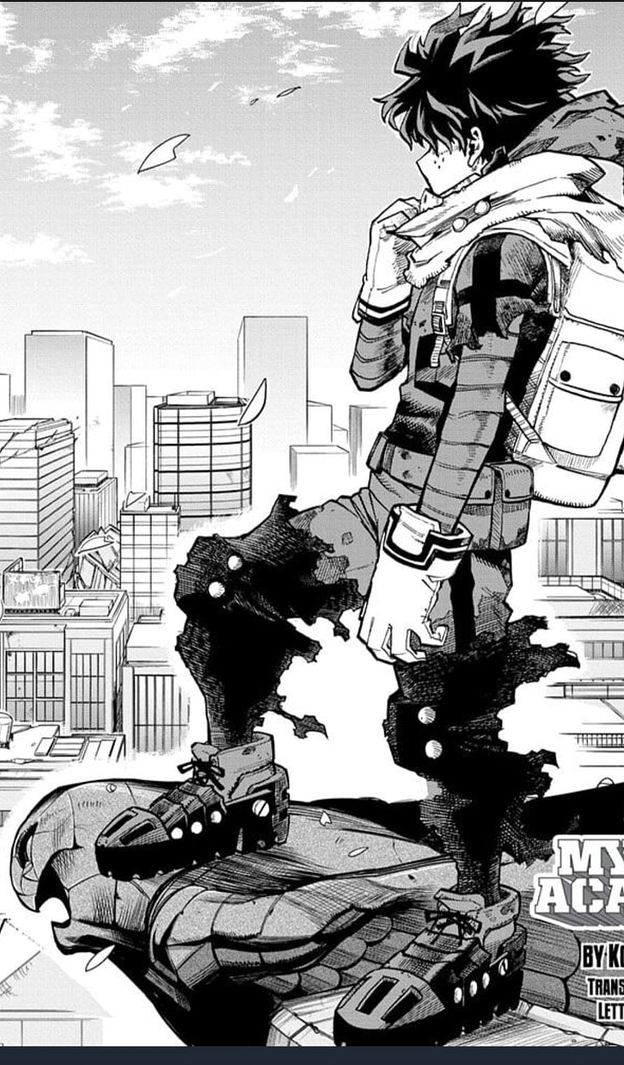 My Hero Academia Deku Manga Panel Standing on Giant Hand, Izuku Midoriya ,deku, art, cartoon, MHA, manga, anime HD phone wallpaper