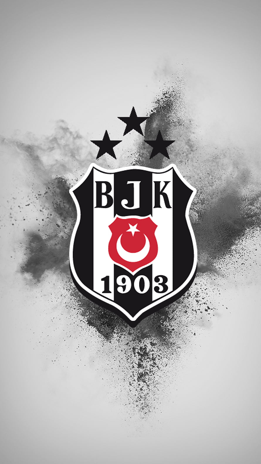 Beşiktaş JK 1903 Club Crest With Three Stars And Ink Splash Background HD phone wallpaper
