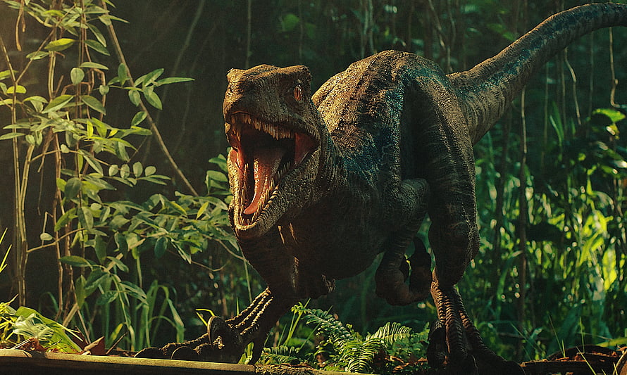 Tyrannosaurus Rex Roaring in Dense Jungle Foliage from Jurassic World Fallen Kingdom HD wallpaper