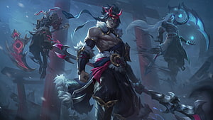 Snow Moon Kayn League of Legends Fantasy Warrior Character Art HD wallpaper