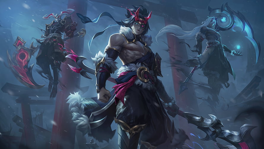 Snow Moon Kayn League of Legends Fantasy Warrior Character Art HD wallpaper