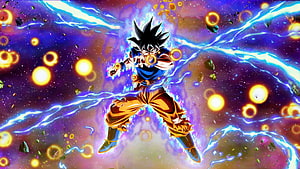 Goku Ultra Instinct Anime Character in Cosmic Energy Burst HD wallpaper
