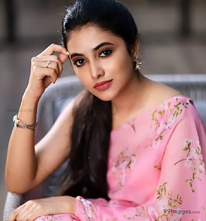 Priyanka Arul Mohan in a Pink Floral Off-Shoulder Dress with Elegant Jewelry HD phone wallpaper
