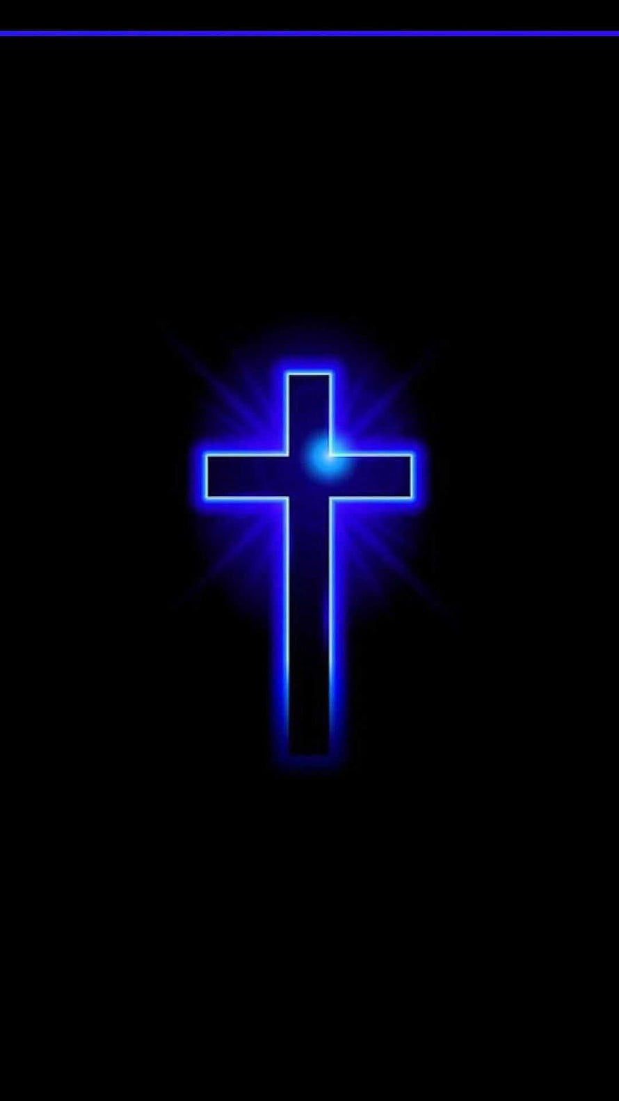 Glowing Blue Neon Cross On Black Background HD phone wallpaper
