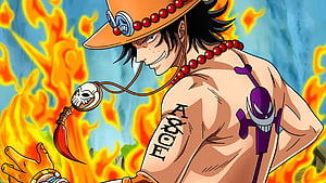 Portgas D. Ace from One Piece with Fire and Skull Charm HD wallpaper