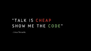 Talk Is Cheap Show Me The Code Linus Torvalds Quote Minimalist Black Background HD wallpaper