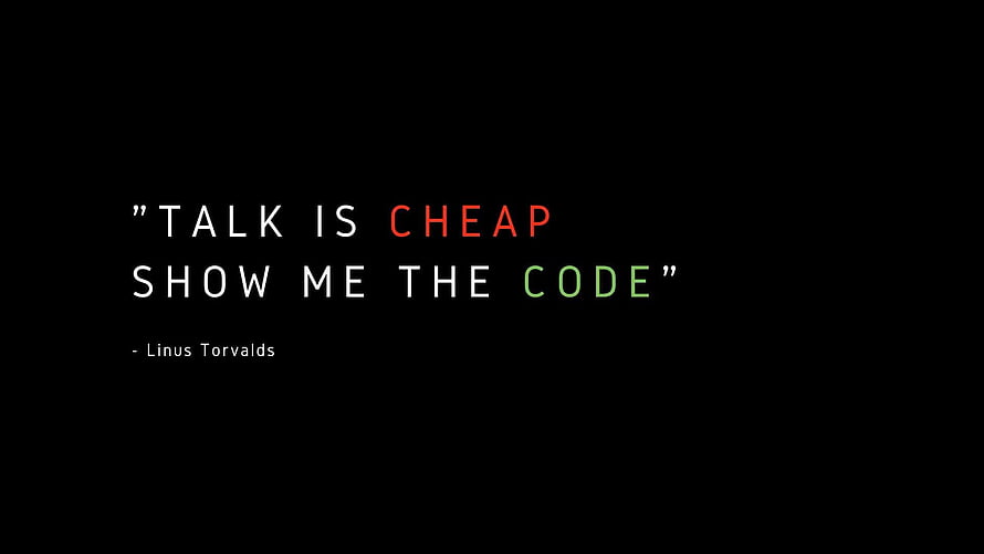 Talk Is Cheap Show Me The Code Linus Torvalds Quote Minimalist Black Background HD wallpaper