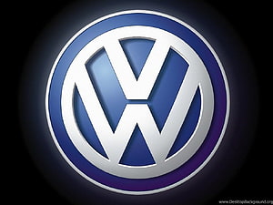 Volkswagen VW Logo Blue and Silver Emblem on Black Background HD wallpaper