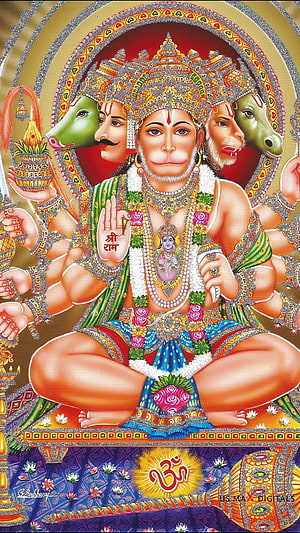 Panchmukhi Hanuman Wallpaper - Five-Faced Hindu Deity Art, Panchmukhi Hanuman, God, Hanuman HD phone wallpaper