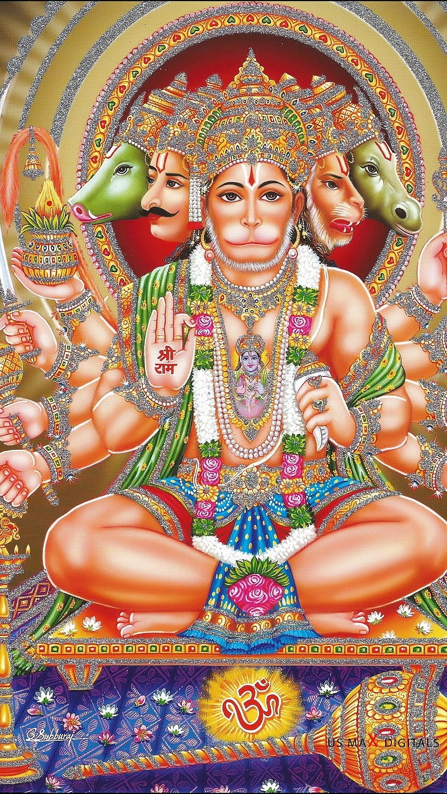Panchmukhi Hanuman Wallpaper - Five-Faced Hindu Deity Art, Panchmukhi Hanuman, God, Hanuman HD phone wallpaper