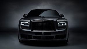 Rolls-Royce Ghost Black Badge Front View in Dark Studio Setting HD wallpaper