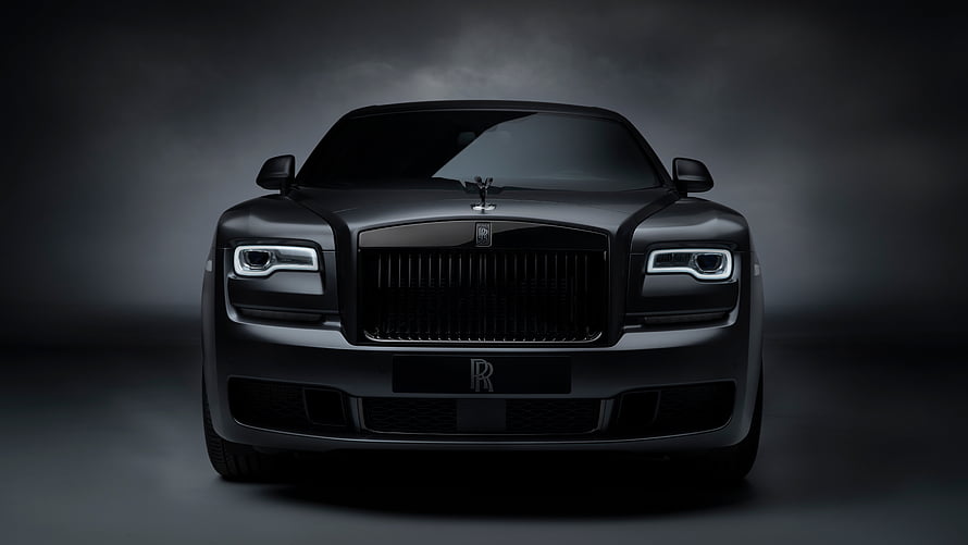 Rolls-Royce Ghost Black Badge Front View in Dark Studio Setting HD wallpaper