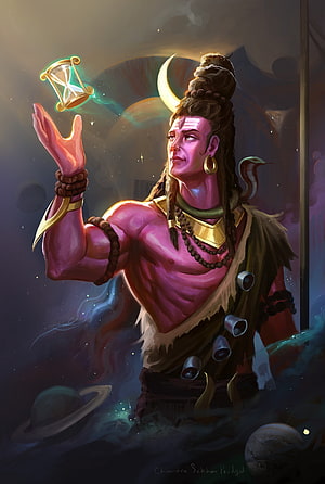 Chandra Sekhar Pandyal Artwork of Hindu God Shiva Holding Hourglass HD phone wallpaper