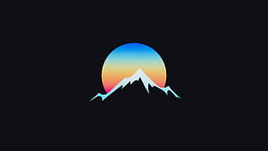 Minimalist Mountain and Sunset Gradient Logo on Dark Background HD wallpaper