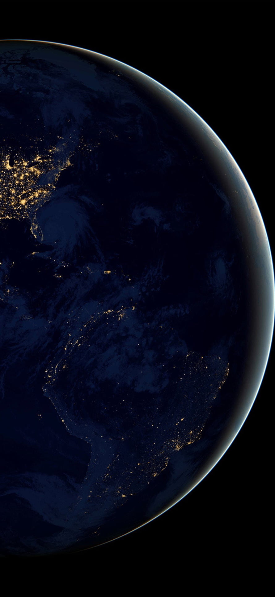 Earth at Night From Space: City Lights and Cloud Patterns on the Dark Side of the Planet HD phone wallpaper