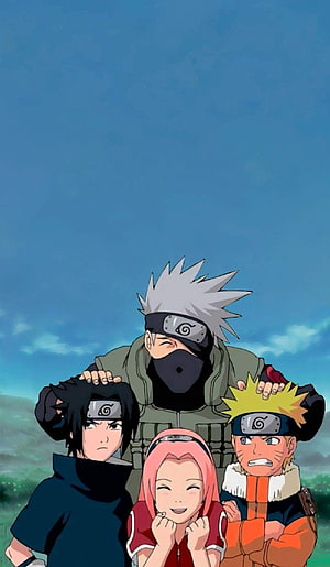 Naruto Shippuden Team 7 and Kakashi Hatake Anime Wallpaper HD phone wallpaper