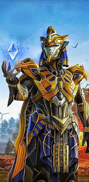 Valorant Sage Golden Pharaoh Skin with Blue Crystal Magic HD phone wallpaper