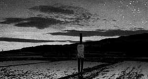 Goodnight Punpun Anime Scene: Silhouette Standing in a Field Under a Starry Night Sky HD wallpaper