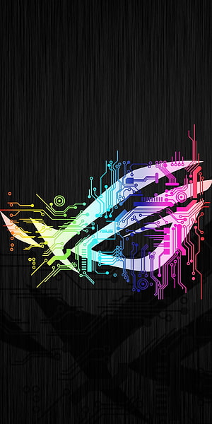 Asus ROG Eye Logo Circuit Board Design Neon Gradient Wallpaper HD phone wallpaper