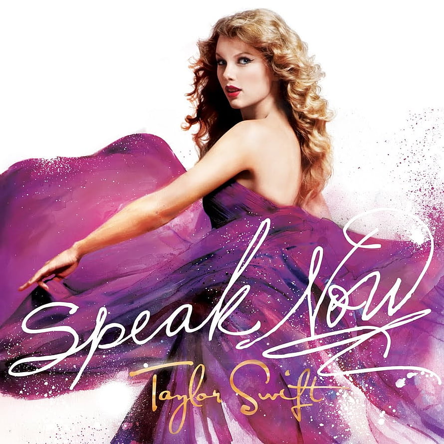 Taylor Swift Speak Now Album Cover Artwork with Purple Watercolor Dress and Glitter Accents HD phone wallpaper