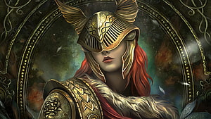 Elden Ring Female Warrior in Golden Winged Helmet and Ornate Armor HD wallpaper