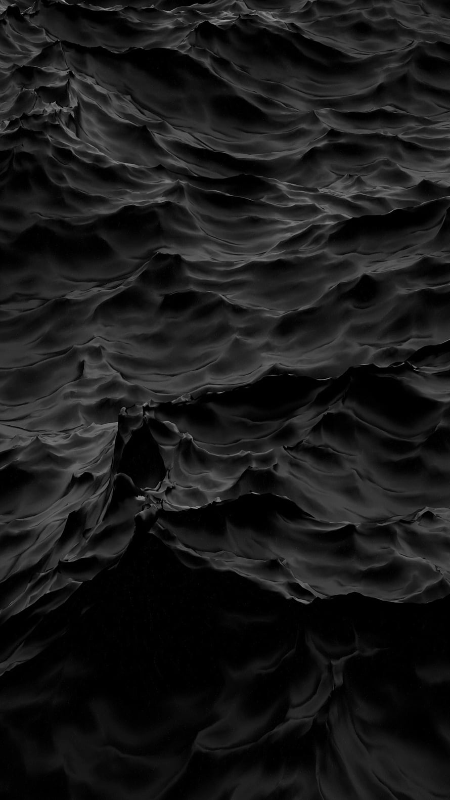 Abstract Black Wavy Texture With Smooth Ripples And Deep Shadows HD phone wallpaper