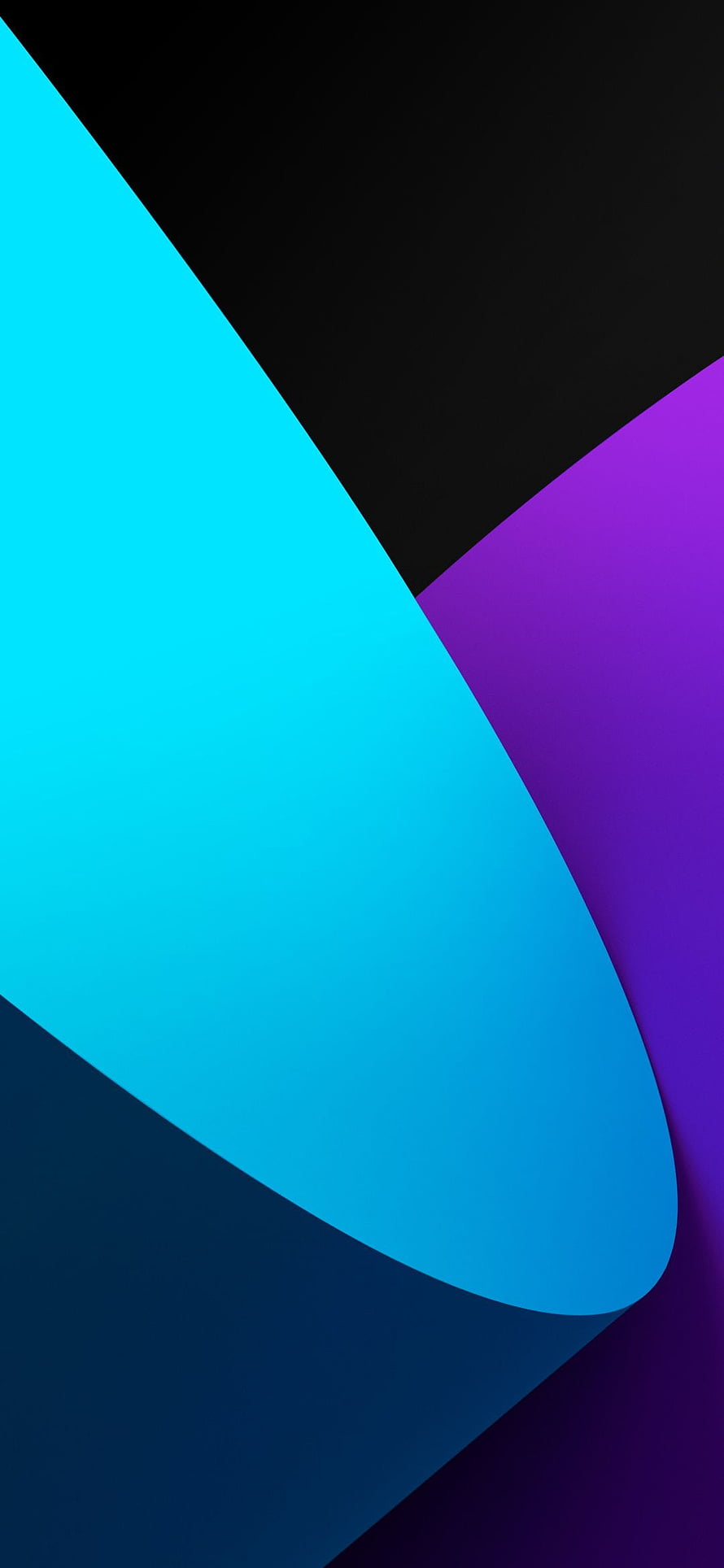 Abstract Geometric Shapes With Cyan And Purple Gradients On Black Background HD phone wallpaper