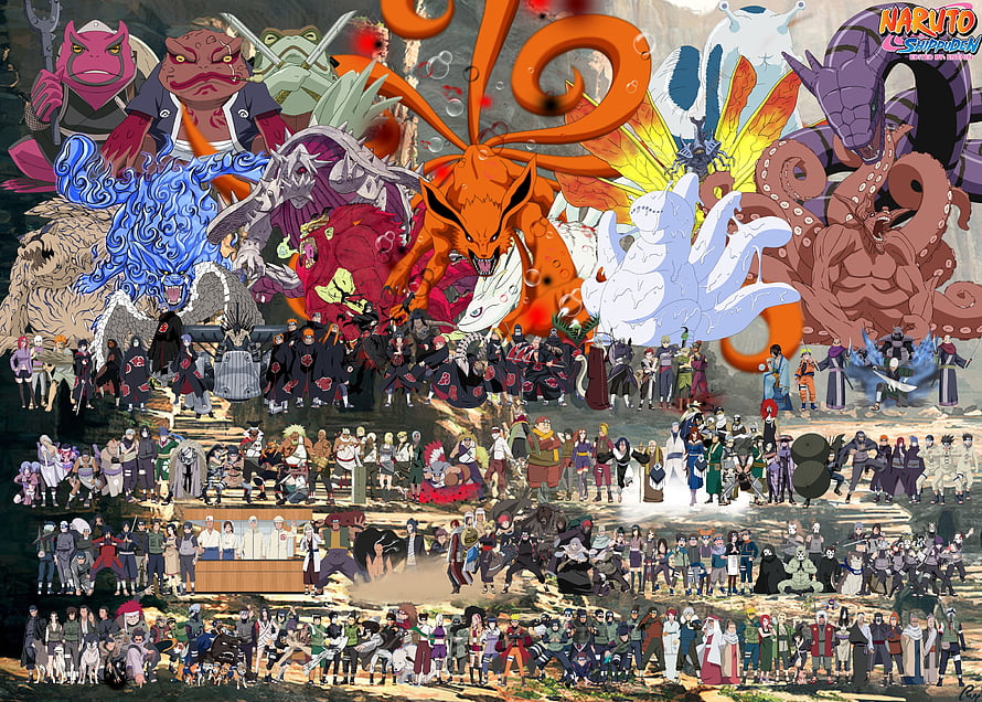 Naruto Shippuden Complete Character and Tailed Beast Group Artwork HD wallpaper