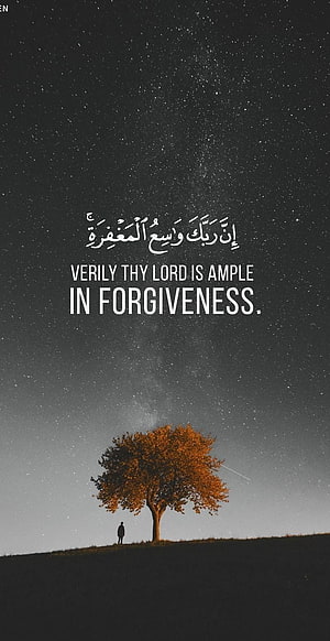 Islamic Night Sky Quote: Verily Thy Lord Is Ample In Forgiveness HD phone wallpaper
