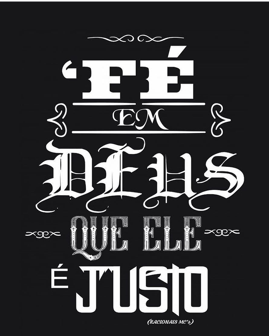 Racionais MC's Faith in God Typography Poster with Ornamental Blackletter Script HD phone wallpaper