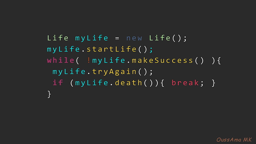 Motivational Programming Code Snippet About Life Success And Persistence HD wallpaper