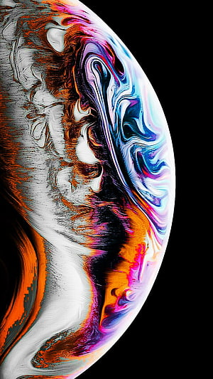 Abstract Colorful Swirls on a Curved Surface with Vibrant Orange, Blue, and Purple Hues HD phone wallpaper