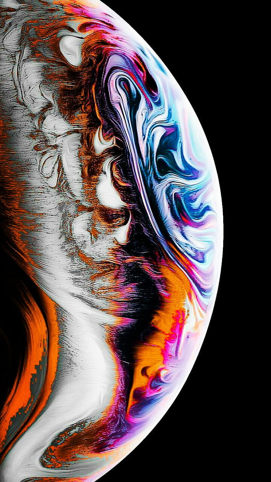 Abstract Colorful Swirls on a Curved Surface with Vibrant Orange, Blue, and Purple Hues HD phone wallpaper