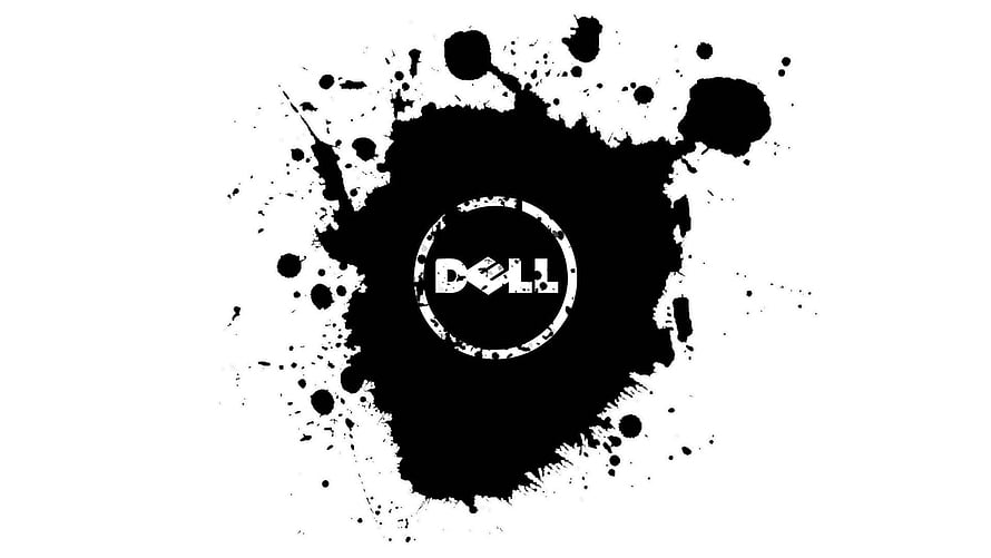 Dell Logo Inside Black Ink Splatter on White Background HD wallpaper