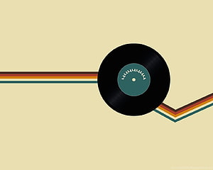 Minimalist Vinyl Record with Retro Geometric Lines on Cream Background HD wallpaper
