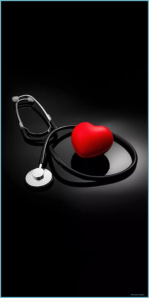 Red Heart and Stethoscope on Black Background HD phone wallpaper