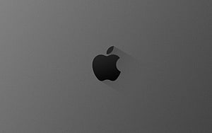 Minimalist Apple Logo on Dark Gray Surface with Soft Shadow HD wallpaper