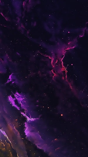 Vibrant Purple and Pink Cosmic Nebula with Scattered Stars in Deep Space HD phone wallpaper