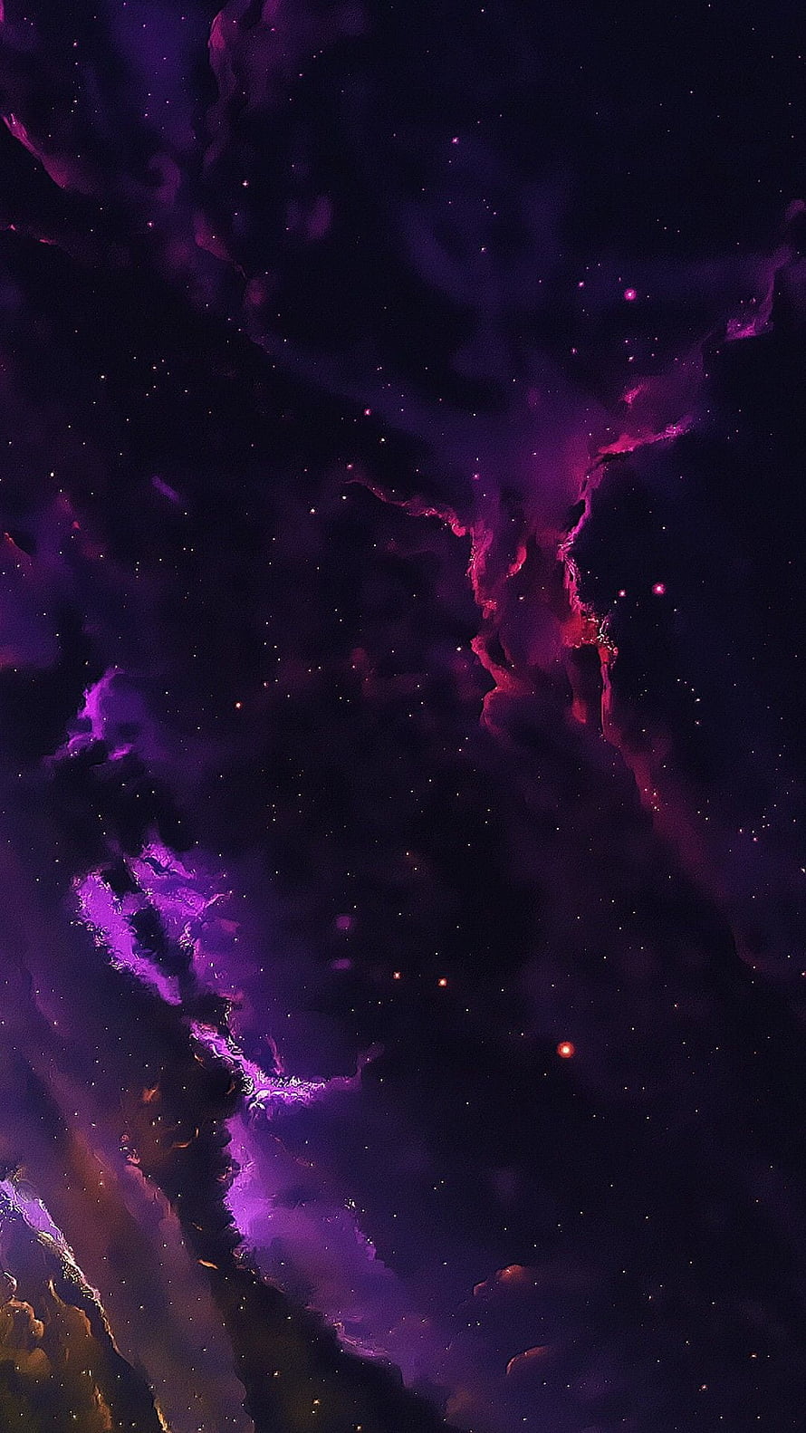 Vibrant Purple and Pink Cosmic Nebula with Scattered Stars in Deep Space HD phone wallpaper