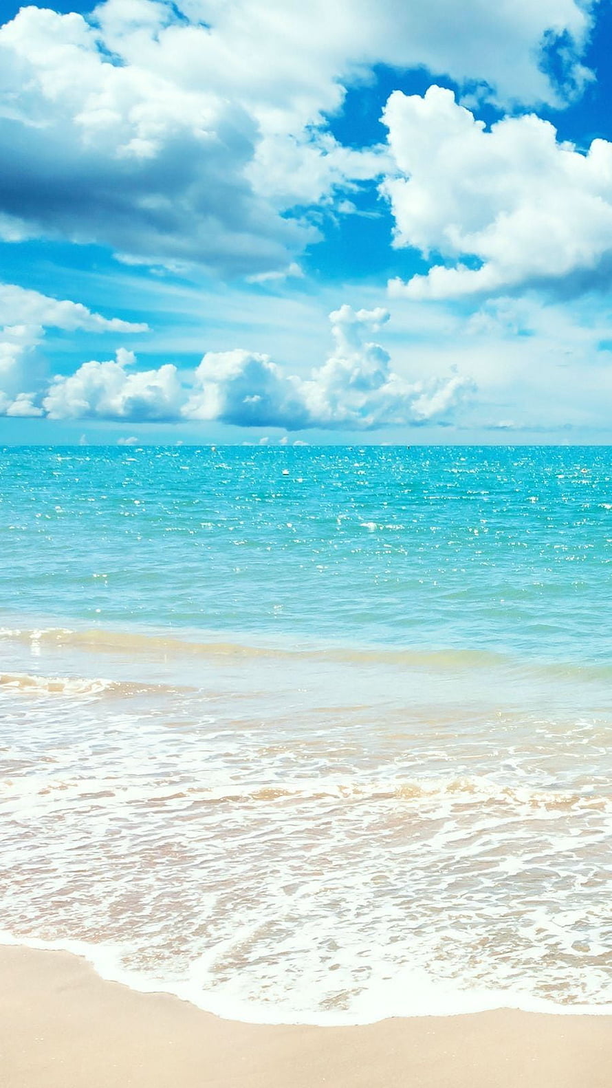 Goa Beach Summer Scene With Turquoise Water And Fluffy Clouds HD phone wallpaper
