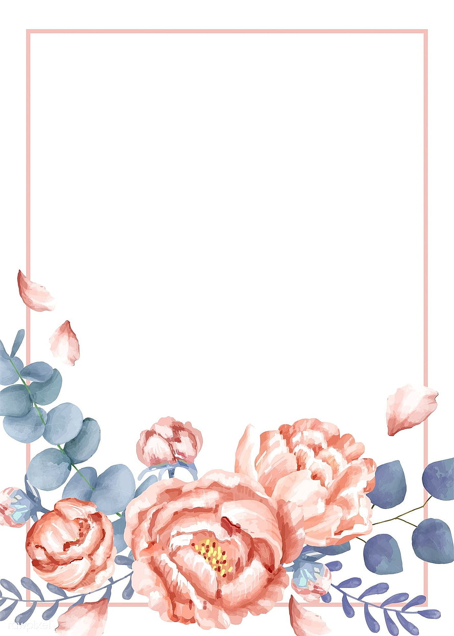 Watercolor Peony and Eucalyptus Floral Frame for Wedding Invitations HD phone wallpaper