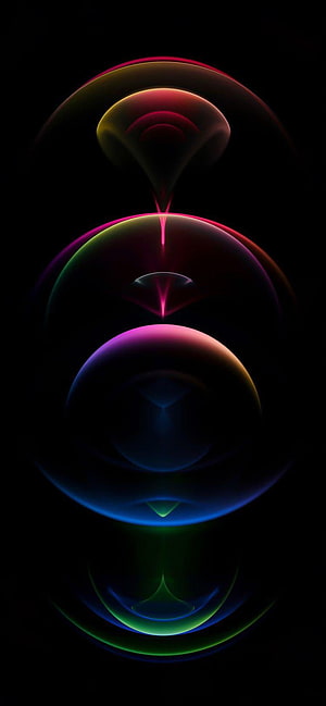 Abstract Neon Spheres and Fluid Shapes on Black Background HD phone wallpaper